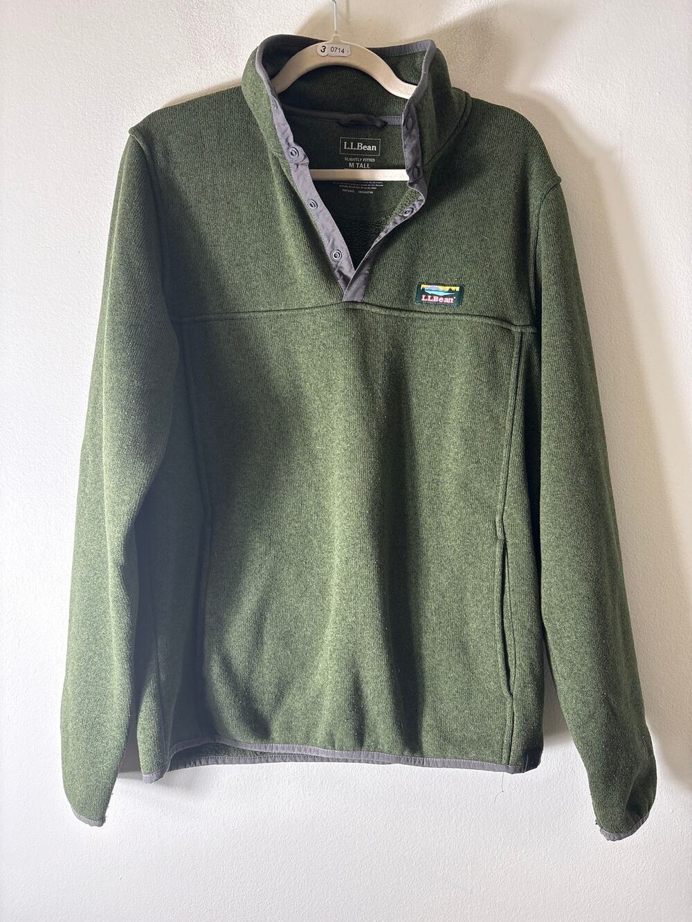 Men's L.L. Bean Dark Green Long Sleeve Pullover Sz M Tall